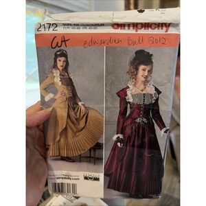 Simplicity 2172 Victorian Ball Dress Costume Sewing Pattern R5 Sizes 14-22 Uncut